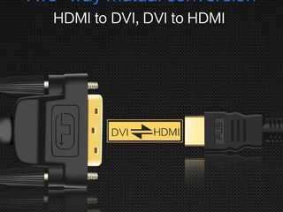 Cable hdmi- to dvi-d 24+1  1-2-3-метра, DVI-D-VGA  адаптер foto 10