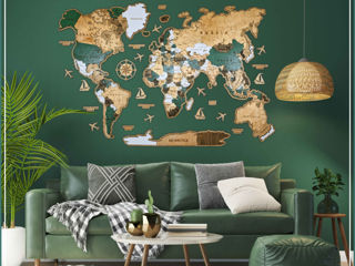 3d карта мира из дерева 1600*1060mm / harta lumii din lemn