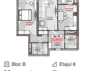 Apartament cu 2 camere, 68 m², Râșcani, Chișinău foto 2