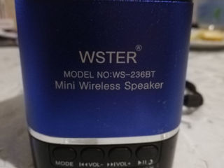 Беспроводная портативная Bluetooth колонка + караоке-микрофон WS-858 Wireless Microphone gold foto 5
