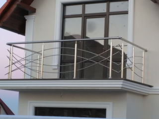 Balustrade Din Inox Comb. Cu Sticlă, Lemn; перила из нержавейки комб. со стеклом, деревом foto 8