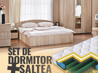 Dormitor Ambianta Inter Bordolino + Saltea Salt Confort Clasic!