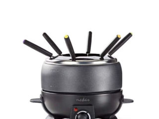 Cuptor fondue cu 6x furculite incorporate, Nedis, 800 W, 2.3 l, Negru