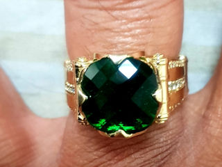 Золотой перстень с зелёным камнем (10,2 грам) foto 5