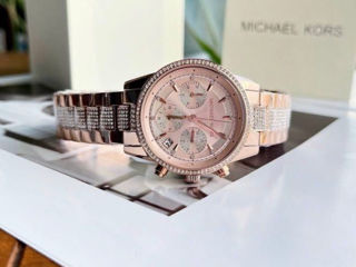 Ceas de damă Michael Kors cu set de cristale cu cronograf Ritz Rose-Gold foto 5