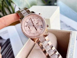 Ceas de damă Michael Kors cu set de cristale cu cronograf Ritz Rose-Gold foto 4