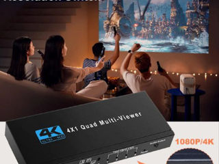 HDMI Multiviewer Switch 4x1  Quad Multi Viewer foto 4