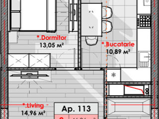 Apartament cu 1 cameră, 46 m², Râșcani, Chișinău foto 2