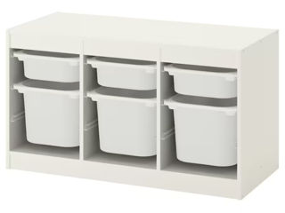 PE LOC Ansamblu depozitare+cutii, alb/alb, 99x44x56 cm
