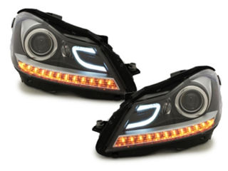 Faruri LED DRL compatibil cu Mercedes C-Class W204 S204 C204 Facelift (2011-2014) Negru foto 0