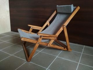 Кресло-шезлонг раскладное из натурального дерева. foto 3