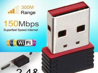 50 Лей - 150M WIFI USB wireless network LAN Adapter Card 802.11n MiniUSB foto 4