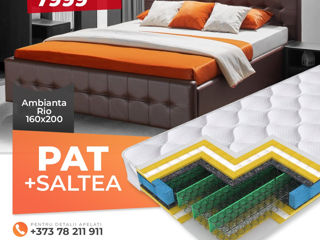Pat Ambianta Rio 1.6 m Sonoma Inchis+Saltea Salt Confort Clasic 160x200 foto 2