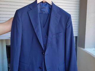 Новый костюм шерсть  72/102  , тройка темно  синий  , для высок., школьника,  студента  .