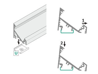 Profil din aluminiu de colt CORNER 27 pentru banda LED - anodizat 2 metri - set complet Profilul LED foto 12