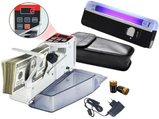 Masina de numarat Bani / Bancnote Mini portabila cu Acumulator + Detector bani falsi. Счётчик денег