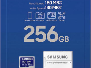 SAMSUNG PRO Plus microSD Memory Card + Adapter, 256GB microSDXC, Up to 180 MB/s