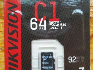 Новые Microsd карты памяти Hikvision на 64 ГБ, 150 леев. foto 1