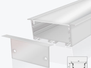 Profil din aluminiu pentru bandă LED incastrat rigips, panlight, profil LED incastrat sub tencuiala foto 15