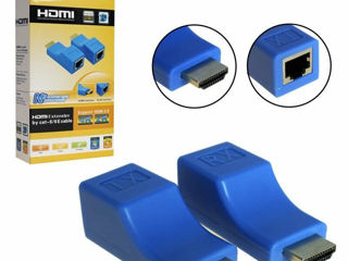 Удлинитель HDMI кабеля (Extender) по витой паре (RJ45) (до 30м) rx tx foto 1