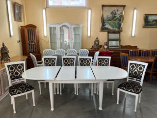 Masa alba cu 6 scaune,produs din lemn, Белый стол с 6 стульями, деревянное изделие, foto 2