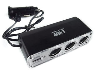 Автомобильный блок питания 12V/24v=3-розетки прикуривателя и питания USB зарядное устройство. foto 6