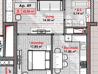 Apartament cu 1 cameră, 43 m², Râșcani, Chișinău foto 7