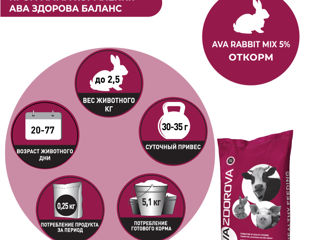Premix pentru iepuri din ziua a 20-a si iepuri mama AVA Rabbit MIX 5% foto 2