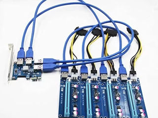 PCI-E 1 to 4 PCI-E Adapter Riser Card to External 4 PCI-E USB3.0. foto 3