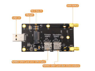 NGFF M.2 to USB 3.0 Adapter M2 Key B to USB 3.0 Type A for WWAN LTE Module Dual Nano SIM фото 1