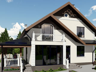 Casă de locuit individuală cu 2 niveluri / clasic / 149.9 m2 / proiecte / construcții / 3D foto 2