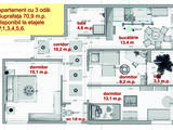Atenție!!! 3 odăi 72m2 (50400 euro) bloc mic cu 35 de  apartamente foto 2