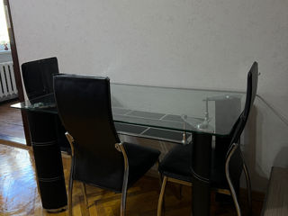 Стеклянный стол + стулья foto 1