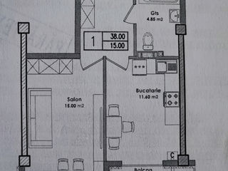 Apartament cu 1 cameră, 38 m², Durlești, Chișinău