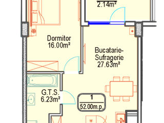 Apartament cu 1 cameră, 52 m², Durlești, Chișinău foto 2