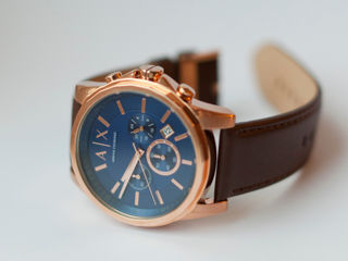 Armani Exchange Mens Blue Rose Gold Chronograph foto 2