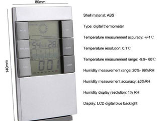 Цифровой термометр. Гигрометр. Измеритель влажности комнаты и температуры в помещении. Часы=LCD. foto 5