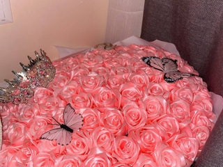 Buchet trandafiri roz/handmade  foto 1