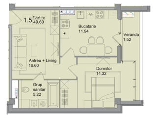 Apartament cu 1 cameră, 50 m², Periferie, Trușeni, Chișinău mun. foto 14
