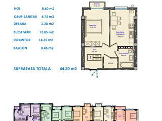 Apartament cu 1 cameră, 44 m², Durlești, Chișinău foto 2