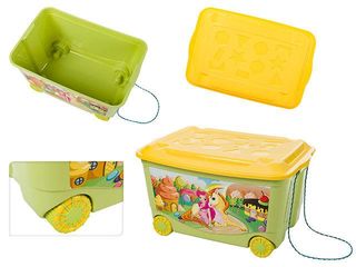 Cutie Pentru Jucarii Plastiska 45L, 58X39X33Cm, Verde, Cu Roti