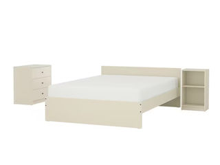 Dormitor Ikea Gursken 3 piese/cu comoda, Bej-deschis