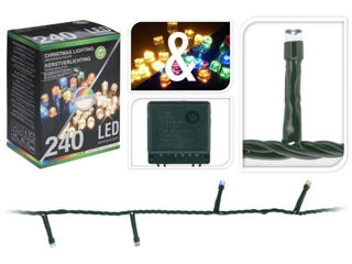 Luminite De Craciun "Fir" 240Led Alb-Cald/Alb, 18M Fir Verde, 8Reg, In/Out