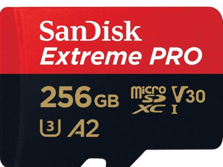 Карта SanDisk Extreme PRO microSD UHS-I емкостью 256 ГБ с адаптером C10,