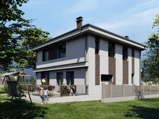 Casă de locuit individuală cu 2 niveluri P+M / construcții/renovări/3D/165.7m2/ stil modern foto 2