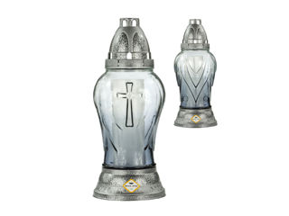 Candela lumânare sticlă Aripi cu cruce 27 cm foto 1