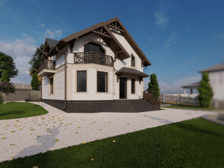 Casă de locuit individuală cu 2 niveluri / stil negociabil /  P+M / 142.7m2 / construcții / 3D foto 4