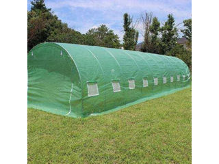 Sera 10x4x2 m,tip tunel, pentru gradina, folie cu protectie UV4, ferestre, verde  -  Electron.md