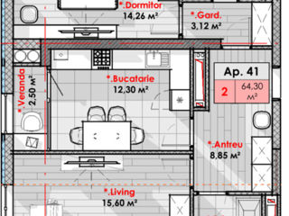 Apartament cu 2 camere, 65 m², Râșcani, Chișinău foto 5