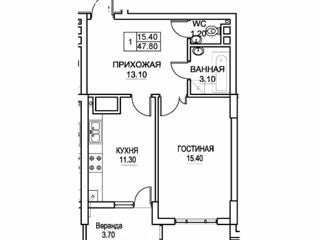 Apartament cu 1 cameră, 47 m², Buiucani, Chișinău foto 6